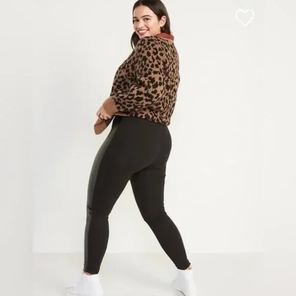 NWT Old Navy High-Waisted Faux-Leather Front-Panel Leggings - Picture 6 of 8